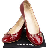 Chanel Red Patent Leather Chain CC Pumps (35,5)