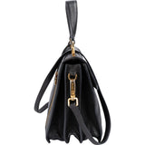 Miu Miu Black Grained Leather Madras Top Handle Handbag