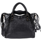 Balenciaga Black Arena Leather City Tote Handbag