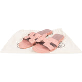 Hermès Pink Exotic Leather Ostrich Oran Sandals (38,5)