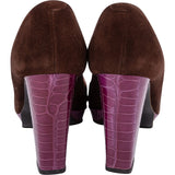 Hermès Purple Alligator Suede H Strap Platform Sandals Shoes (35,5)