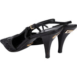 Gucci Leather Embelished Crystal Monogram GG Slingback Kitten Heels (35)