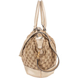 Gucci Monogram GG Metallic Leather Canvas Sukey Handbag