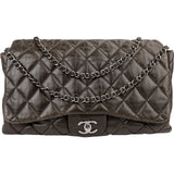 Chanel Quilted Lambskin Palladium Single Flap Crossbody Bag