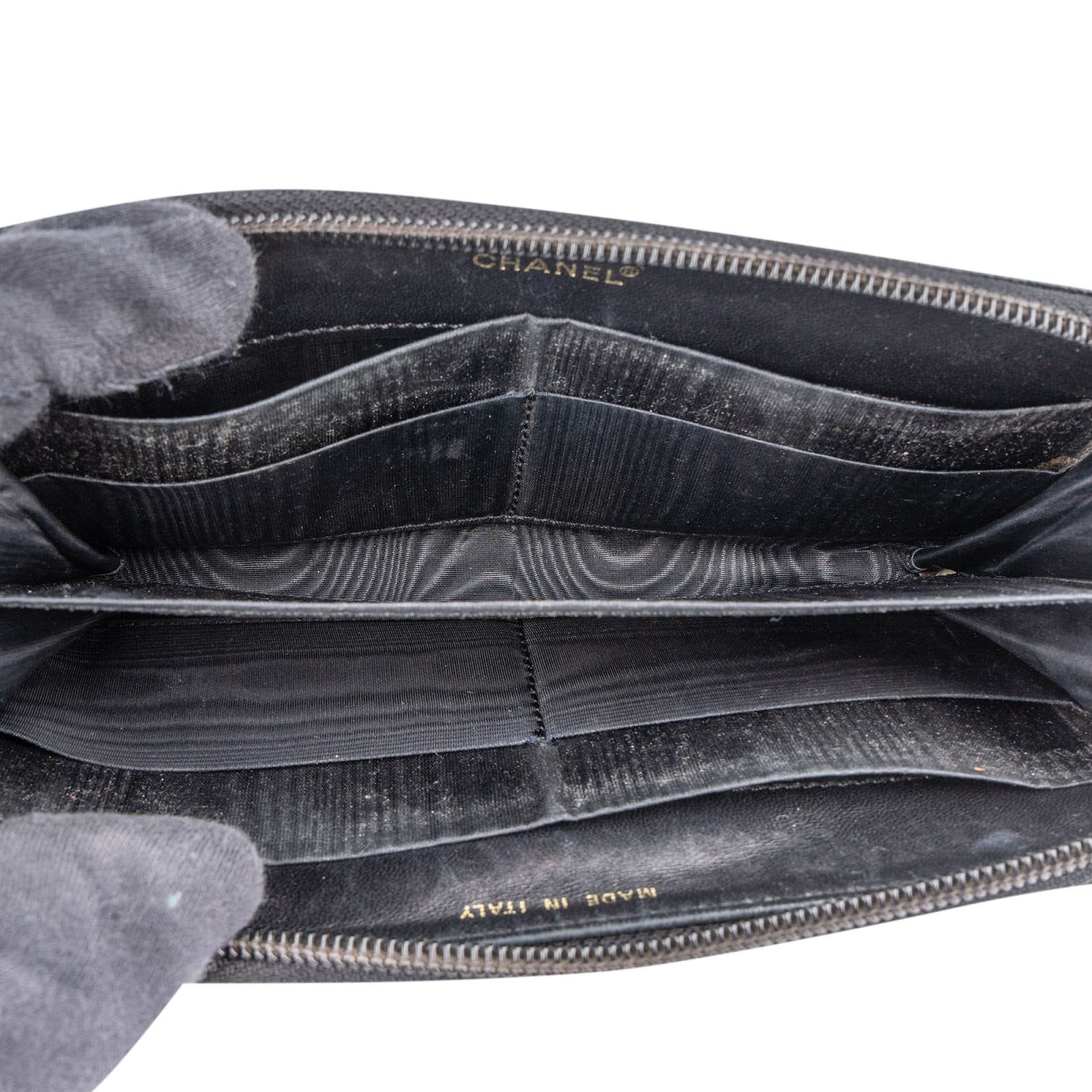 Chanel Caviar Leather Timeless CC Zipper Wallet - vintageandkickz