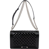Chanel Quilted Patent Caviar Leather Large Boy Single Flap Crossbody Bag