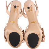 Gucci Nude Leather Studded Bee Bow Sandal Heels (38)