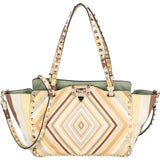 Valentino Leather Rockstud Striped Tote Shoulder Bag