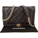 Chanel Quilted Caviar Leather Boy Wallet On Chain Crossbody Bag