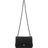 Chanel Quilted Lambskin Palladium Jumbo Double Flap Crossbody Bag