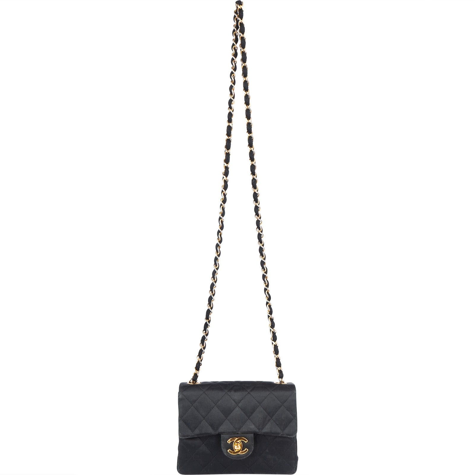 Chanel Quilted Satin Single Flap Crossbody Bag - vintageandkickz