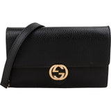 Gucci Grained Leather Interlocking GG Wallet on Chain Crossbody Bag