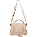 Chloé Beige Grained Calfskin Marcie Top Handle Shoulder Bag
