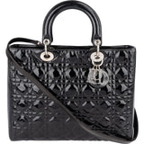 Christian Dior Quilted Patent Leather Lady Dior Handbag - vintageandkickz
