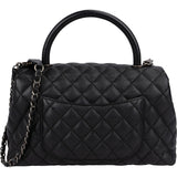 Chanel Quilted Caviar Leather Palladium Coco Handle Single Flap Handbag