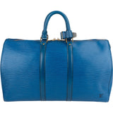 Louis Vuitton Blue Epi Leather Keepall 45 Travel Bag