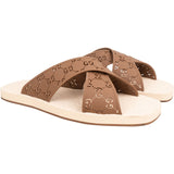 Gucci Multicolor Haselnut Crossed GG Rubber Slide Sandals (44)