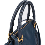 Chloé Blue Grained Leather Marcie Shoulder Bag