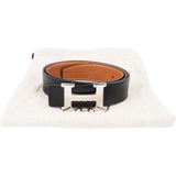 Hermès Bicolor Epsom Leather Reversible Palladium H Belt (85)