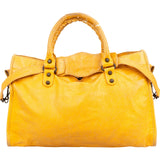 Balenciaga Yellow Leather City Handbag