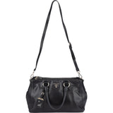 Prada Black Soft Leather Vitello Double Zip Handbag