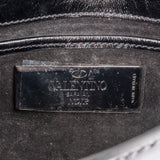 Valentino Garavani Black Line Crinkled Shine Leather Rockstud Flap Crossbody Bag