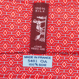Hermès Red Geometric Pattern Silk Tie Krawatte