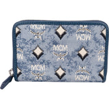 MCM Visetos Monogram Denim Jacquard Small Zip Wallet