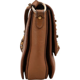 Miu Miu Brown Grained Leather Studded Bow Shoulder Bag