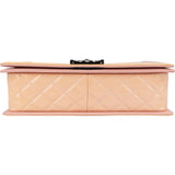 Chanel Quilted Patent Leather  Boy Single Flap Crossbody Bag