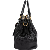 Prada Black Vitello Shine Leather Bauletto Handbag