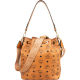 MCM Monogram Visetos Aren Drawstring Bucket Crossbody Shoulder Bag