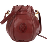Cartier Bordeaux Leather Must de Cartier Round Bucket Drawstring Crossbody Bag