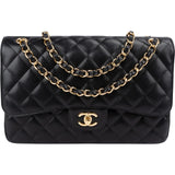 Chanel Quilted Caviar Leather Jumbo Double Flap Crossbody Bag
