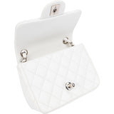 Chanel Quilted Caviar Leather Palladium Mini Square Single Flap Crossbody Bag