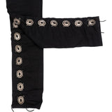Yves Saint Laurent Black Woven Leather Metal Details Skinny Low-Waist Jeans (DE 36)