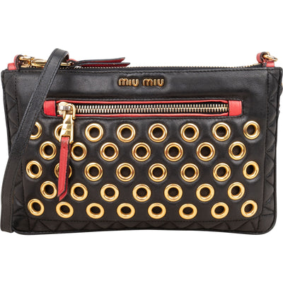Miu Miu Quilted Leather Eyelet Crossbody Bag
