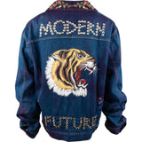 Gucci Blue Embroidered Modern Future Denim Tiger Jacket (IT56)