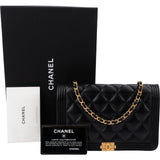 Chanel Quilted Caviar Leather Boy Wallet On Chain Crossbody Bag