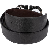 Salvatore Ferragamo Leather Reversible Horn Double Gancini Belt