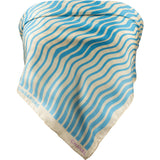 Chanel Cruise in Singapure Bicolor Striped Wave Print Silk 90 Scarf Tuch