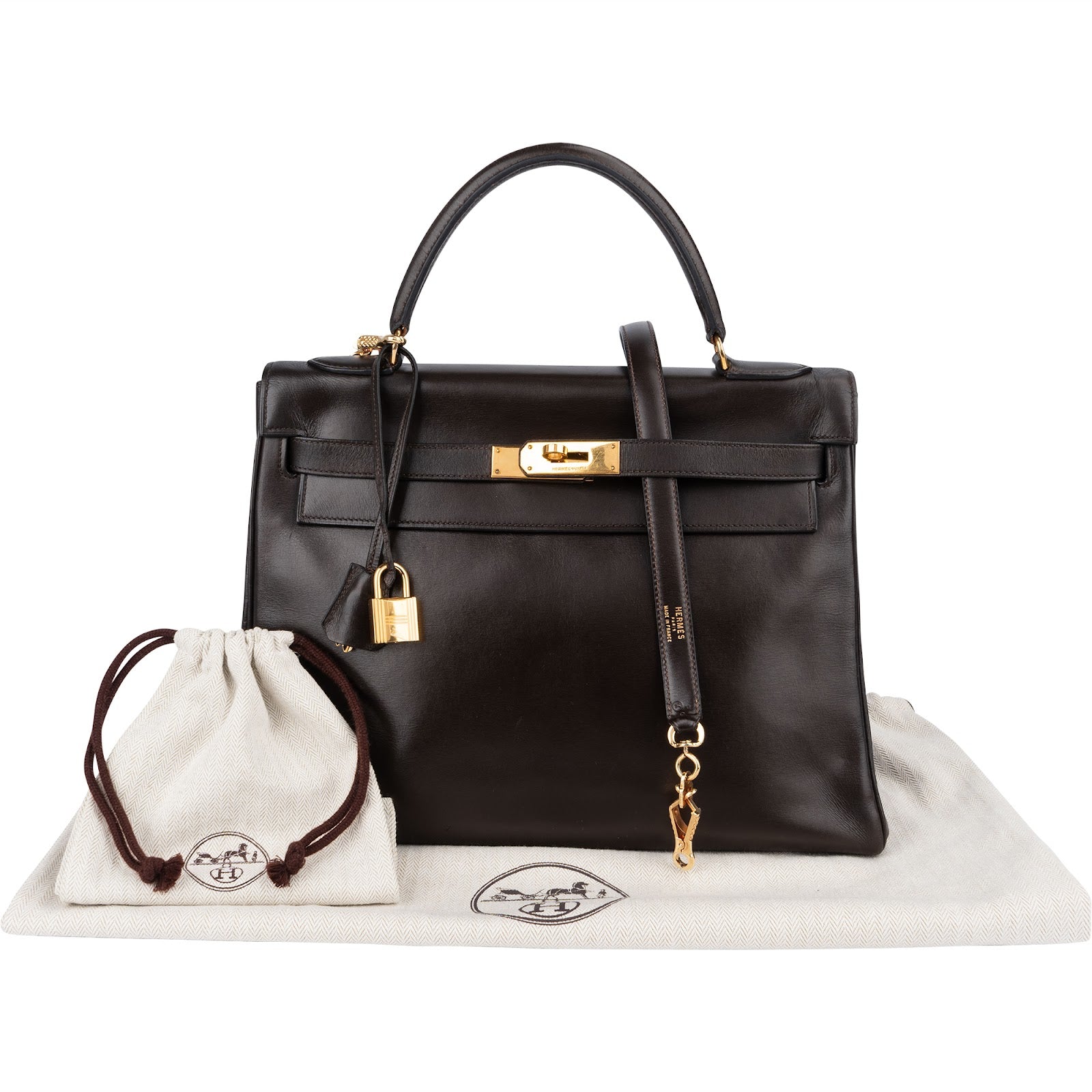 [🔄️B11 / F23] Hermès Box Calf Kelly 32 Sellier Handbag - vintageandkickz