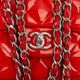 Chanel Quilted Patent Leather Jumbo Double Flap Crossbody Bag