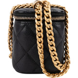 Chanel Quilted Caviar Mini Heart Chain Vanity Case Crossbody Bag