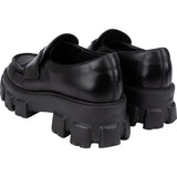 Prada Black Brushed Leather Monolith Loafers (7 / 41-42)