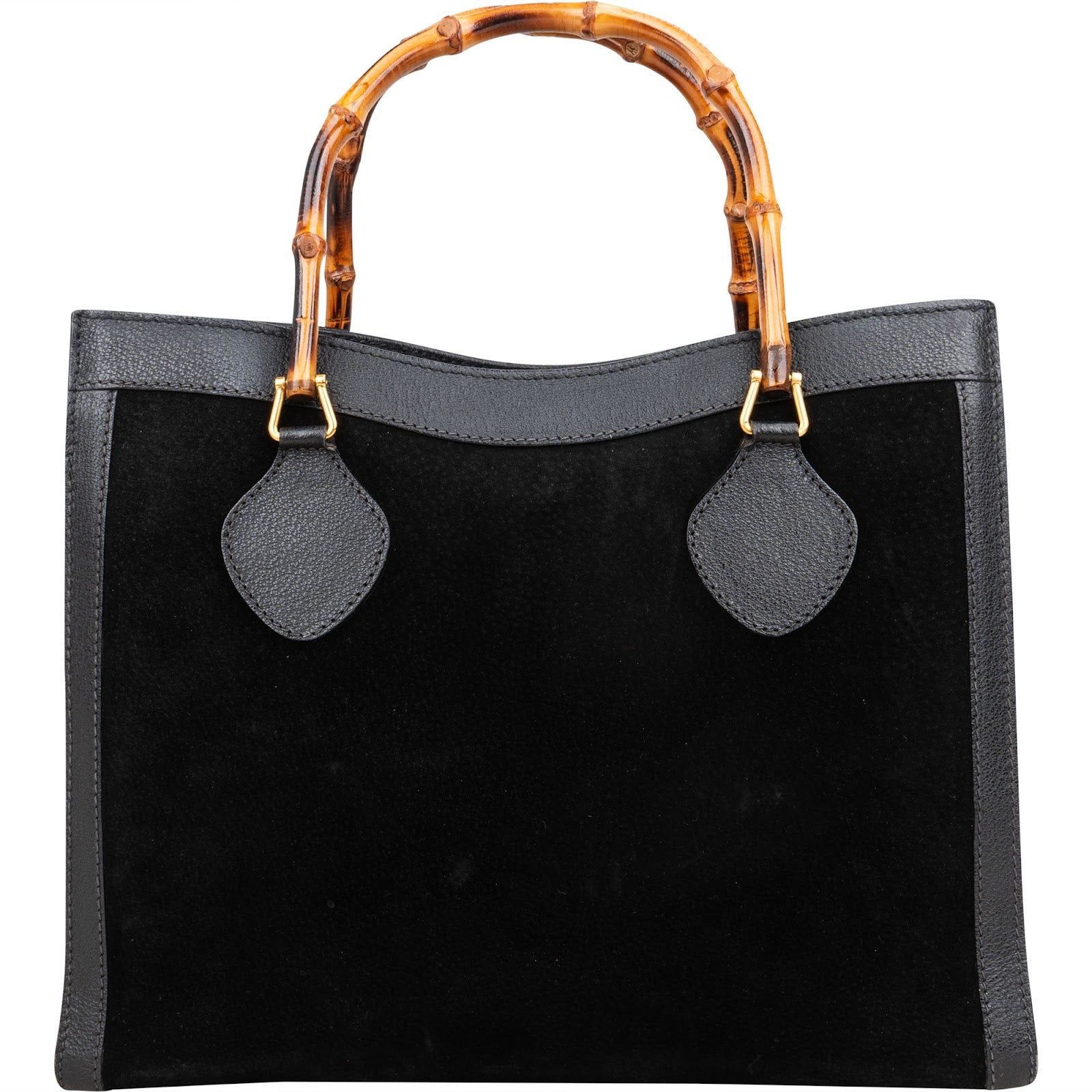 [🔄️B20 / F29] Gucci Suede Bamboo Tote Handbag - vintageandkickz