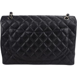 Chanel Quilted Caviar Leather Palladium Maxi Single Flap Crossbody Bag