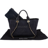 Chanel Canvas Deauville Small Tote Shoulder Bag