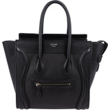 Céline Black Grained Leather Luggage Handbag
