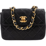 Chanel Quilted Lambskin 24K Gold Mini Square Single Flap Crossbody Bag
